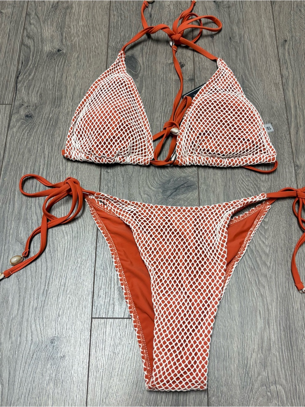 Orange fishnet zaful bikini set
